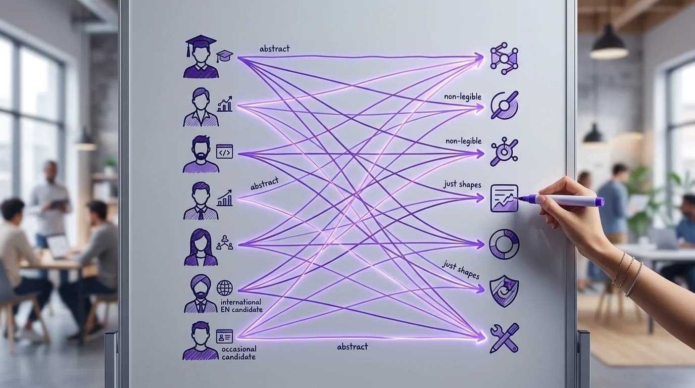Matrice de matching entre 7 profils candidats et simulateurs IA recommandés
