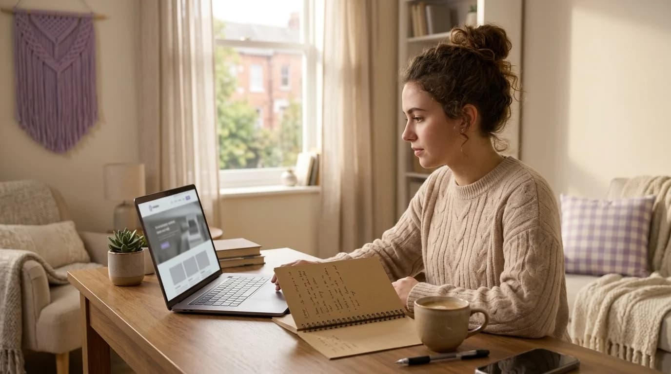 Candidate researching a company before a job interview